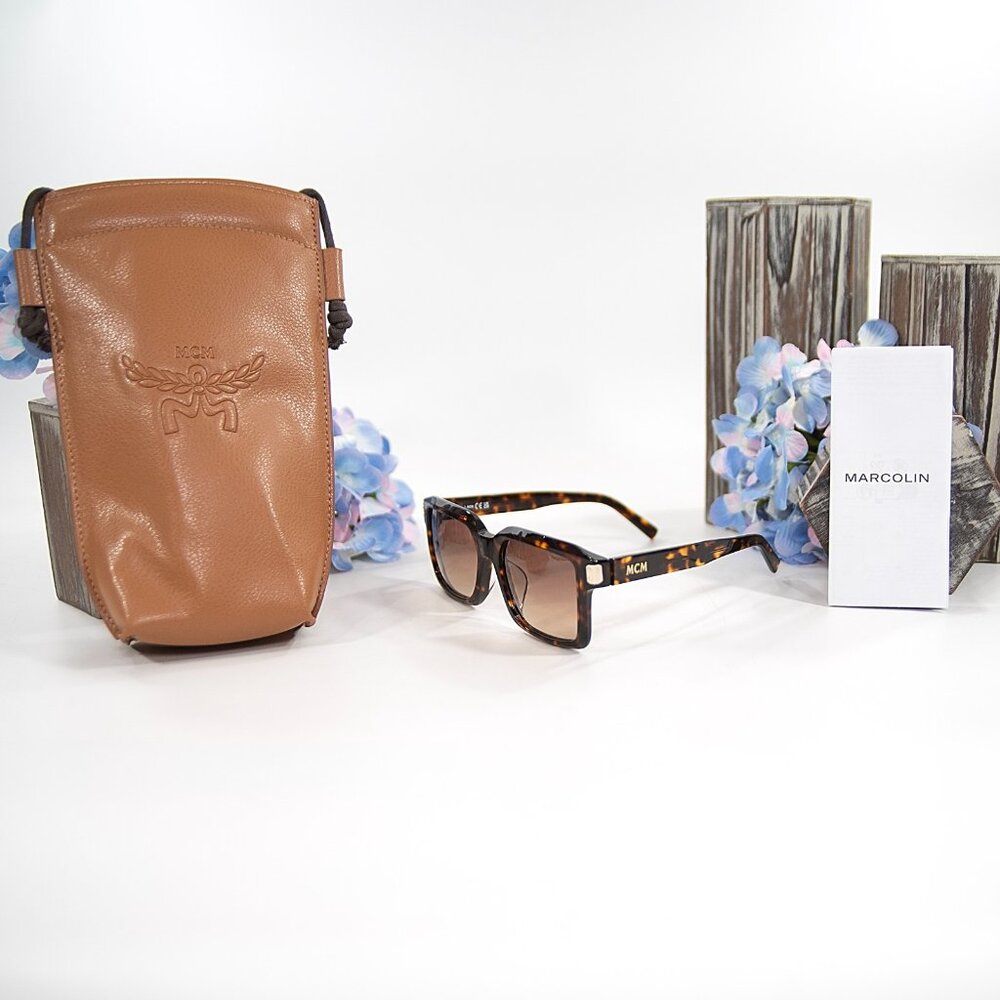 MCM MW0244 Havana Brown Tortoise Logo Acrylic Gradient Sunglasses NWT Case